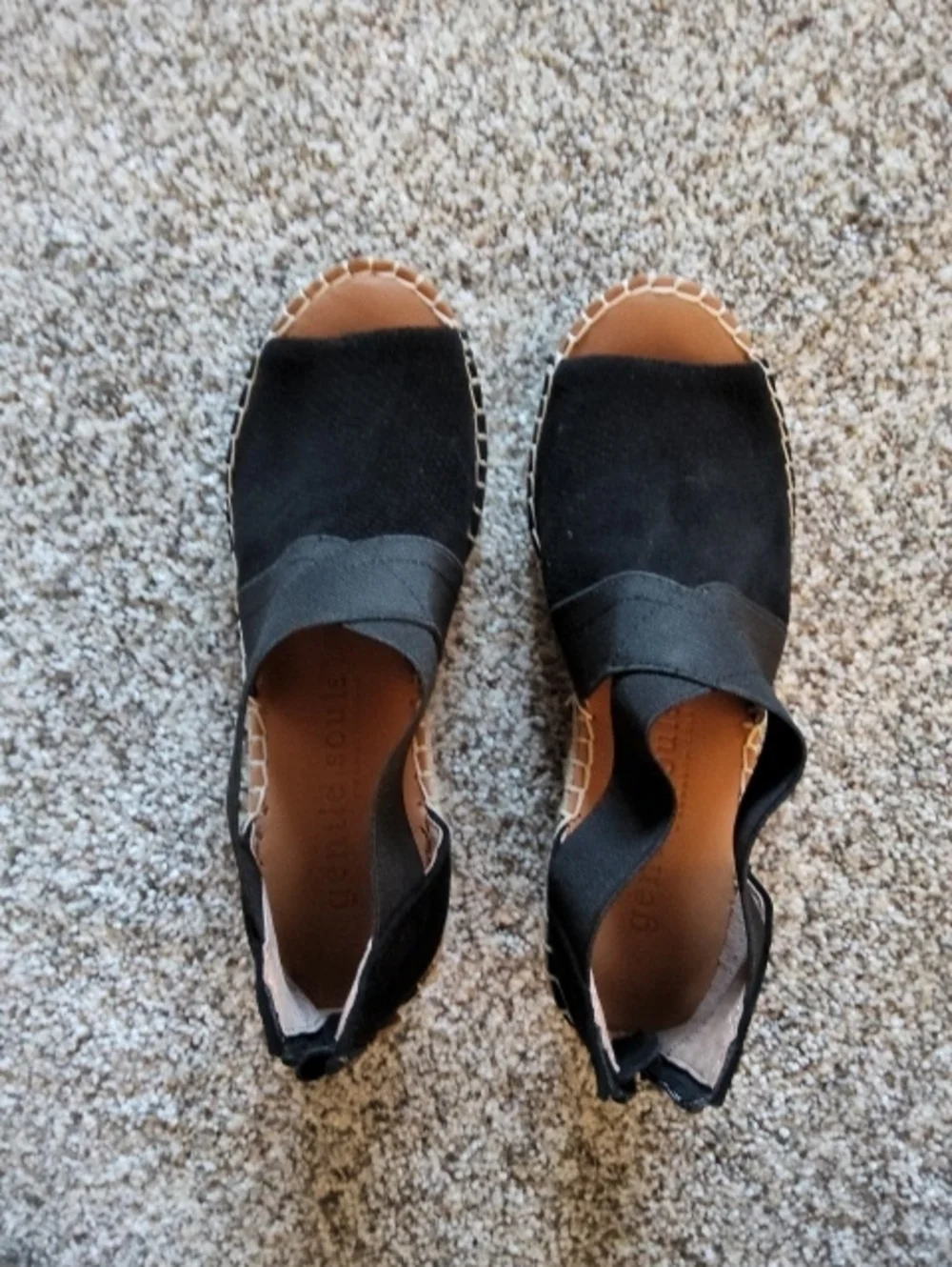 Gentle Souls Black Brand, Open-Toe Espadrille Sandals/Crossover Elastic Strap